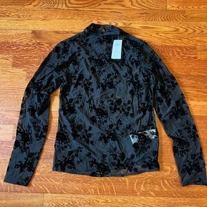 Abercrombie sheer Floral Burnout Long Sleeve Top Small